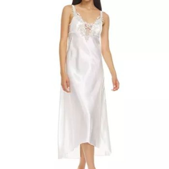 Flora Nikrooz Other - FLORA BY FLORA NIKROOZ Bridal Satin Lace Trim Lingerie Maxi Nightgown - L NWT